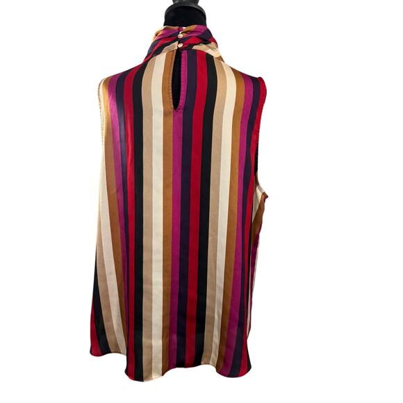 Vince Camuto Mock Neck Striped Tank Top Women’s XL Red Black Sleeveless - Picture 2 of 8